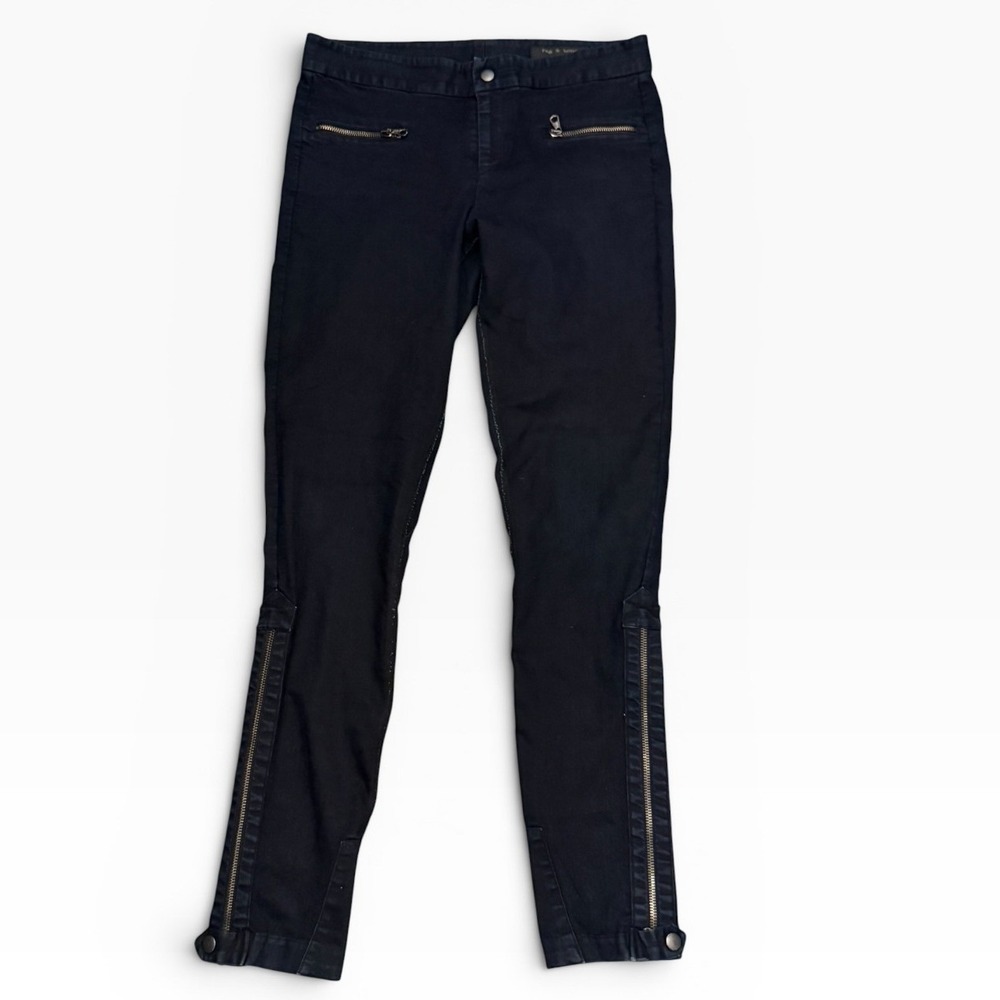 Rag & Bone Navy Moto Ankle Zip Skinny Pants Jeans Size 29 USA Low Rise Grunge